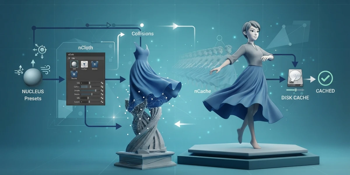 nCloth in Maya: Cloth, Collisions and Caches Step by Step