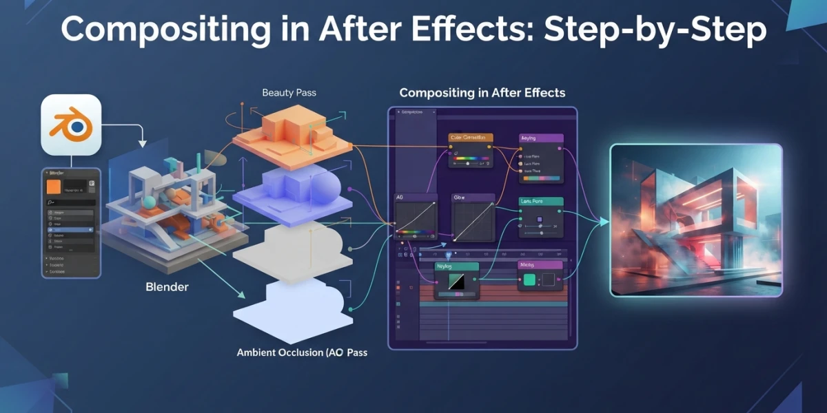 After Effects compositing: 3D render to final shot