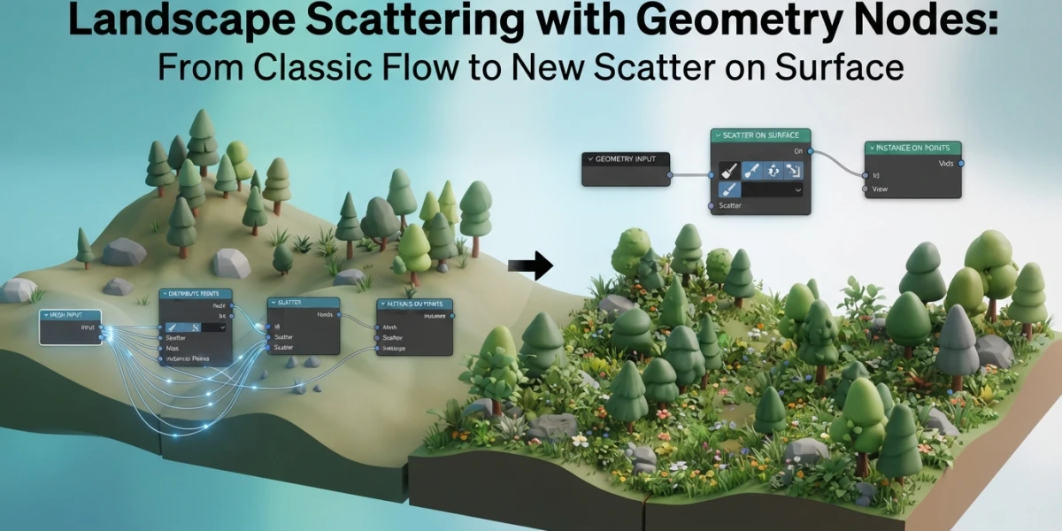 Geometry Nodes Landscape Scattering: From Distribute Points to Scatter on Surface