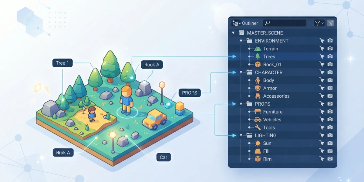 How to organize a 3D project in Blender: collections guide
