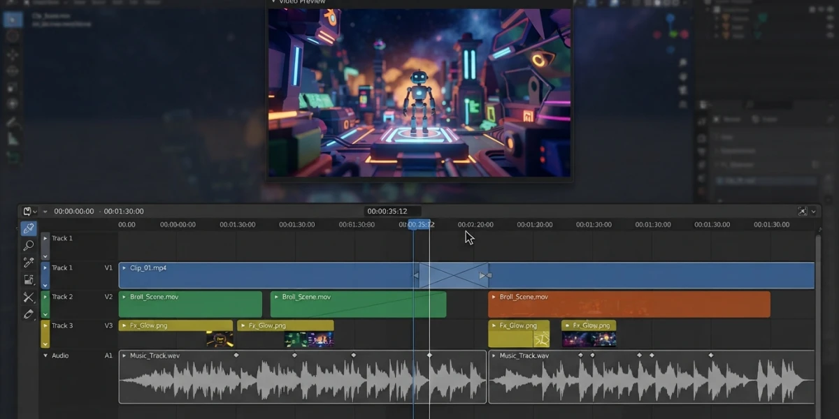 Video editing in Blender: assemble your 3D renders