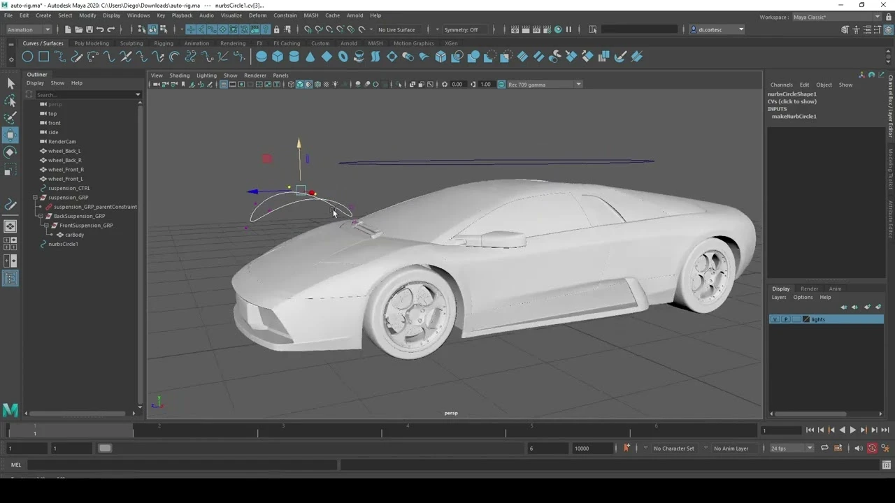 Rig Simple de Auto en Maya clase - CGI Academy Hub