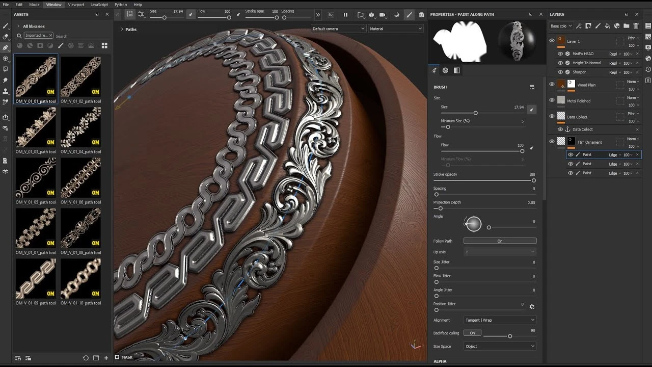 Dynamic Ornament Trim Brush for Substance painter & ZBrush V 01