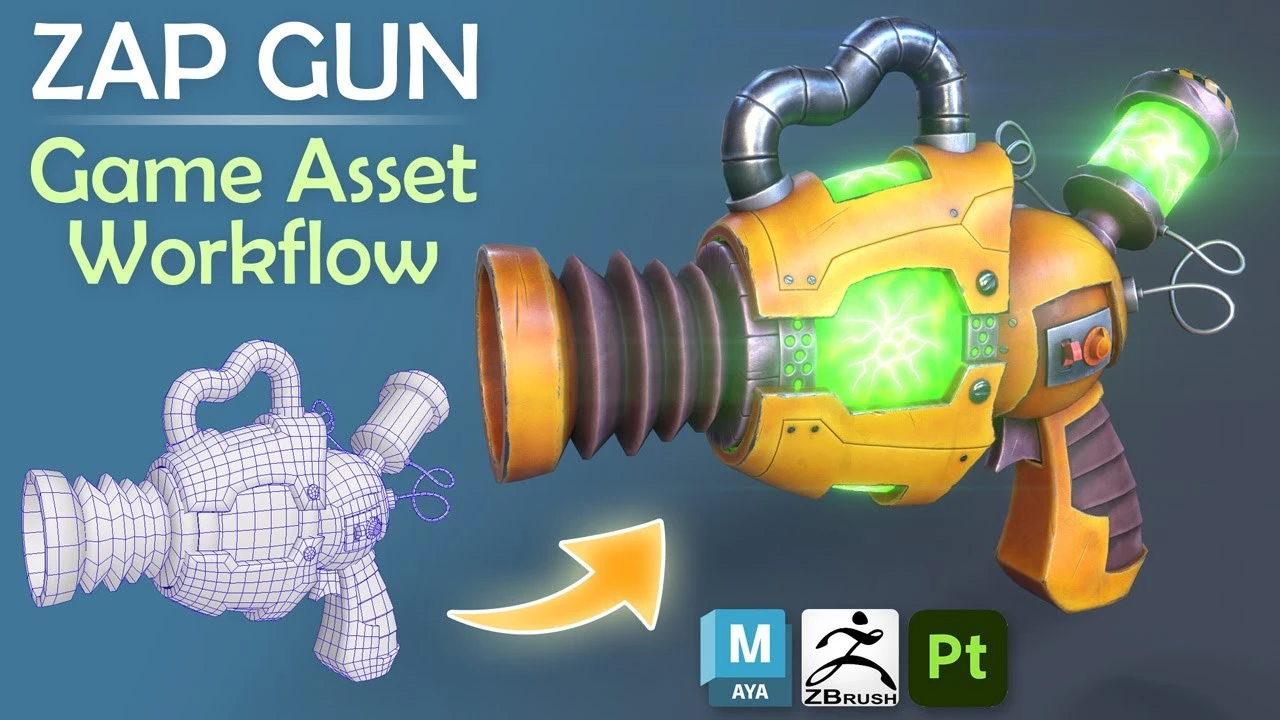 3D Game Asset Creation (Full Process) - Zap Gun