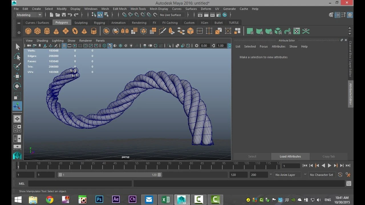 Maya 2016 tutorial : How to create twisted rope ( NEW )