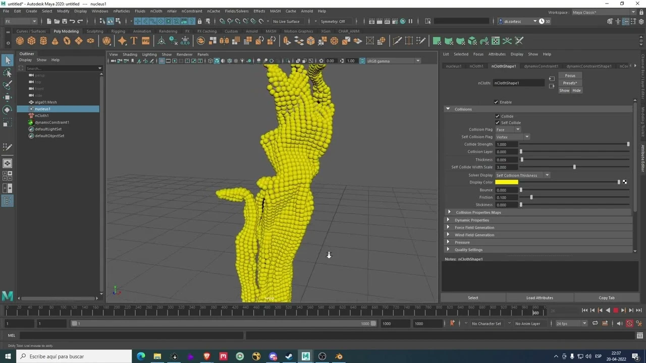 Tutorial Algas Ncloth Simulación en Maya