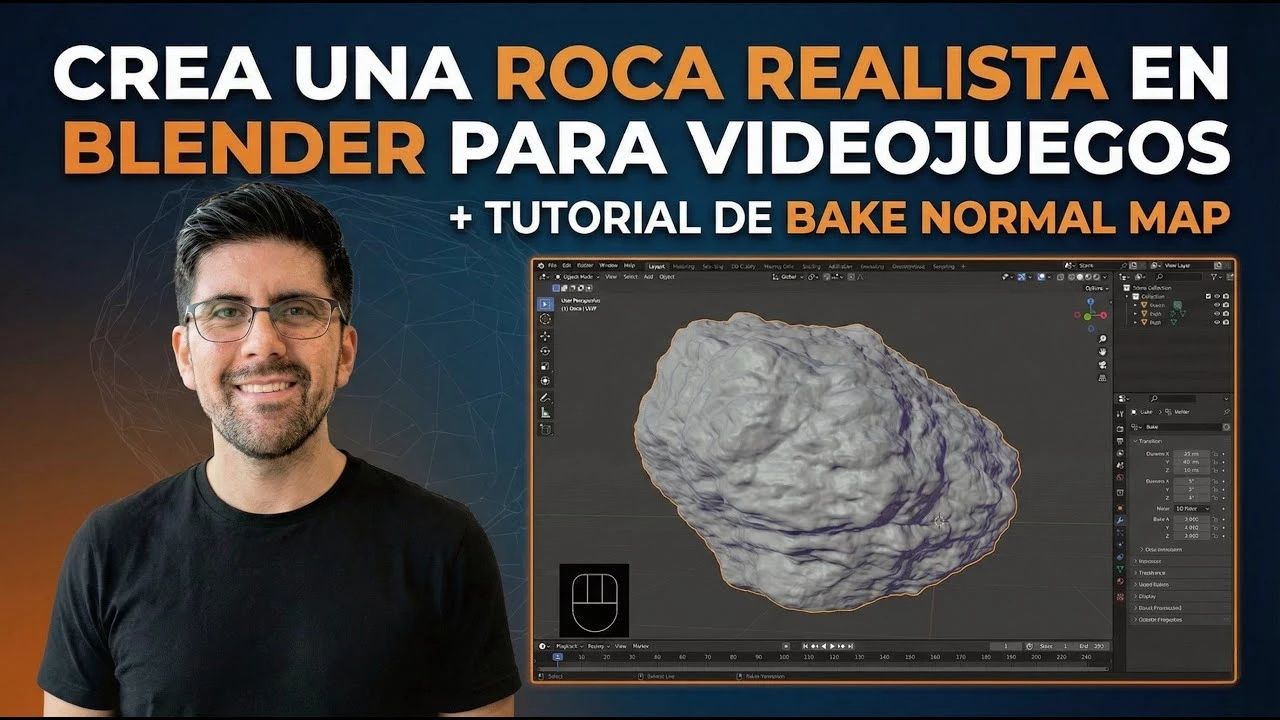 Crea una Roca Realista en Blender para Videojuegos + Tutorial de Bake Normal Map ⭐🔥