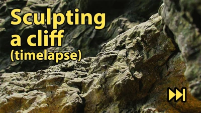 Sculpting a cliff in Blender (timelapse)
