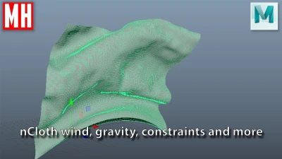 Maya 2019 tutorial : Playing with nCloth, Wind, Constraints, Gravity and more