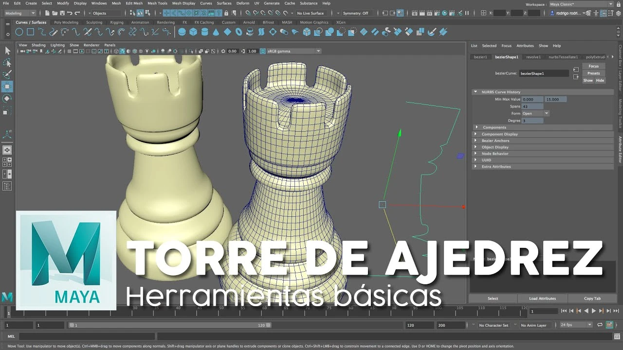 Torre de Ajedrez 3D MAYA Autodesk, Modelado Básico #autodeskmaya
