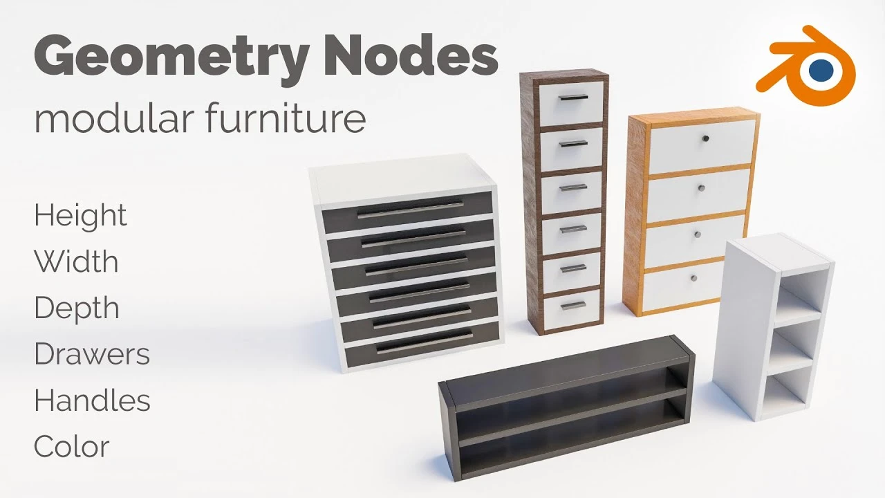 Geometry Nodes - modular furniture / Cabinet / Commode or Shelf