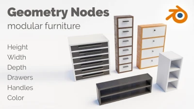 Geometry Nodes - modular furniture / Cabinet / Commode or Shelf