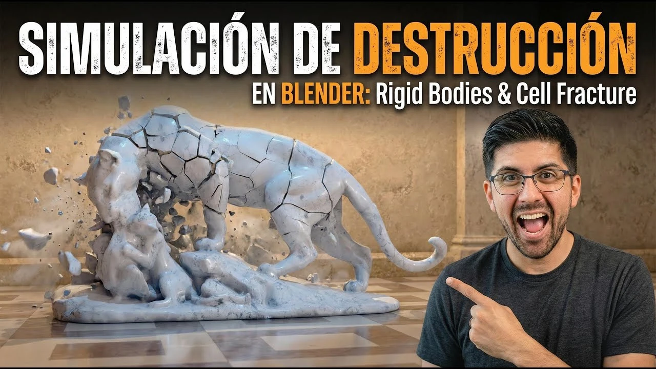 Simulación de Destrucción en Blender Rigid Bodies Cell Fracture ⭐ ⭐ ⭐ ⭐ ⭐
