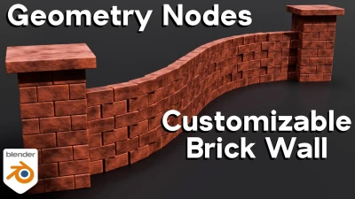 Customizable Brick Wall - Geometry Nodes (Blender Tutorial)