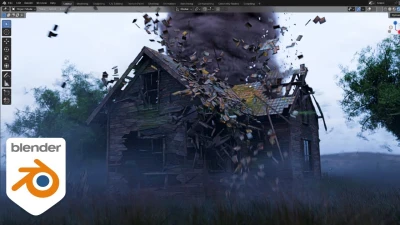 Realistic house destruction in blender