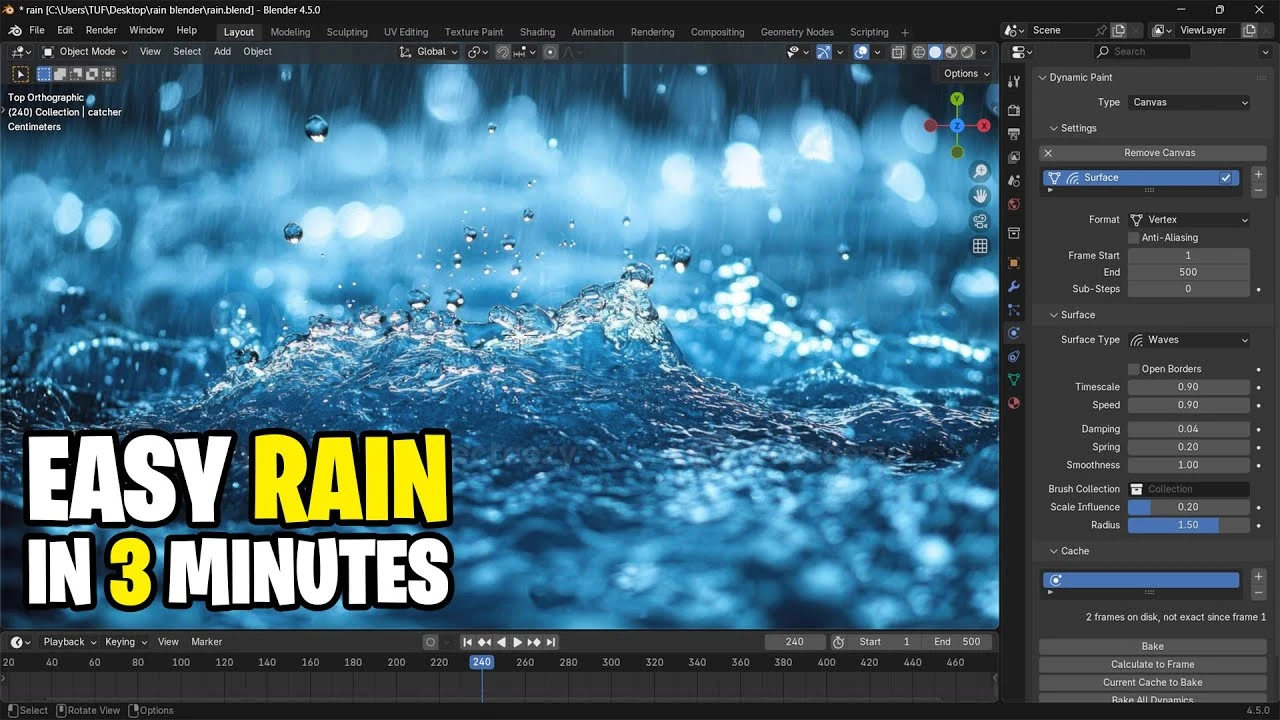 How to make it rain in 3 minutes - blender tutorial - CGI Academy Hub