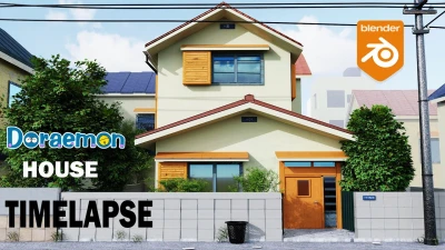 Doraemon's House - Blender 3.0 Timelaps